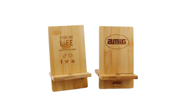 Custom Logo Natural Bamboo Wooden Desk Charging Mobile Cellphone Stand Table Bed Smart Phone Holder - Image 5