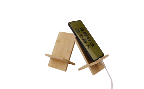 Custom Logo Natural Bamboo Wooden Desk Charging Mobile Cellphone Stand Table Bed Smart Phone Holder - Image 3