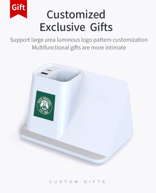 Light-up Logo Wireless Charger with Pen Cup - Image 2