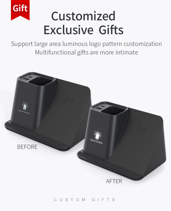 Light-up Logo Wireless Charger with Pen Cup - Image 4