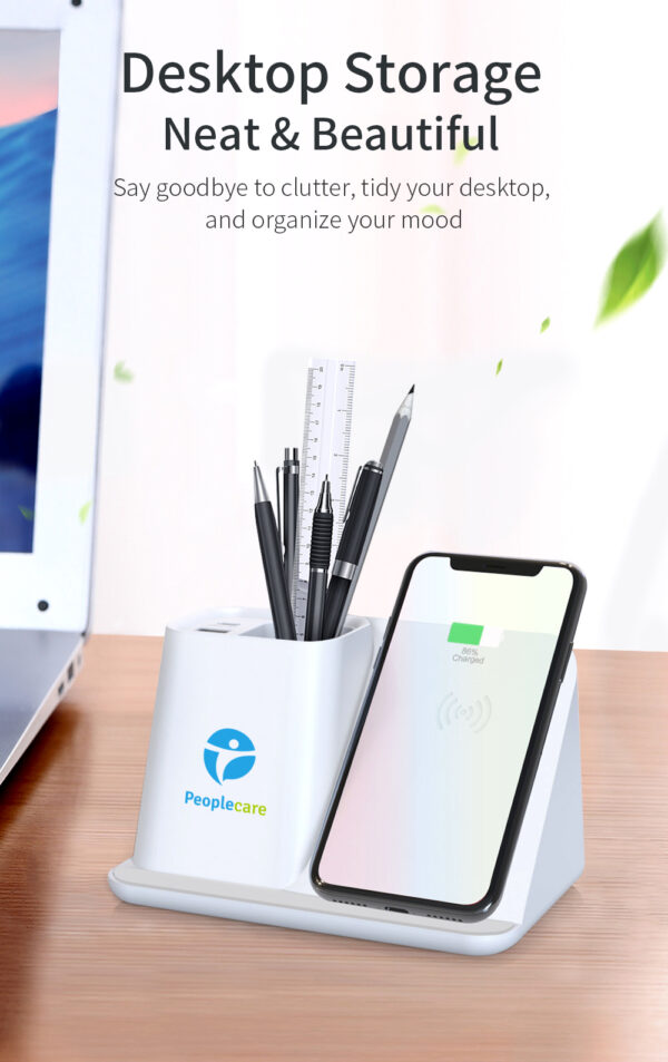 Light-up Logo Wireless Charger with Pen Cup - Image 3