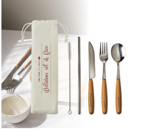 Stainless Steel Utensil Sets in Cotton Pouch